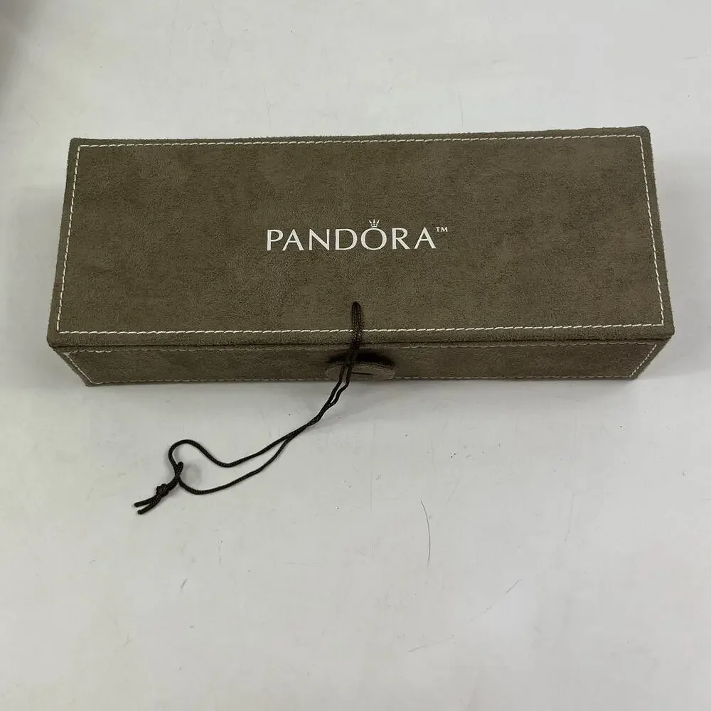 Pandora Jewelry Box Charm Case Suede Organizer Brown Multi Tray Inserts Set
